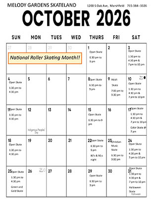 October 2026 Skating Schedule