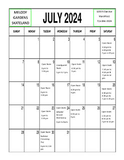 July 2024 Skating Schedule