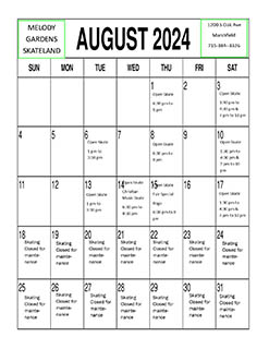 August 2024 Skating Schedule